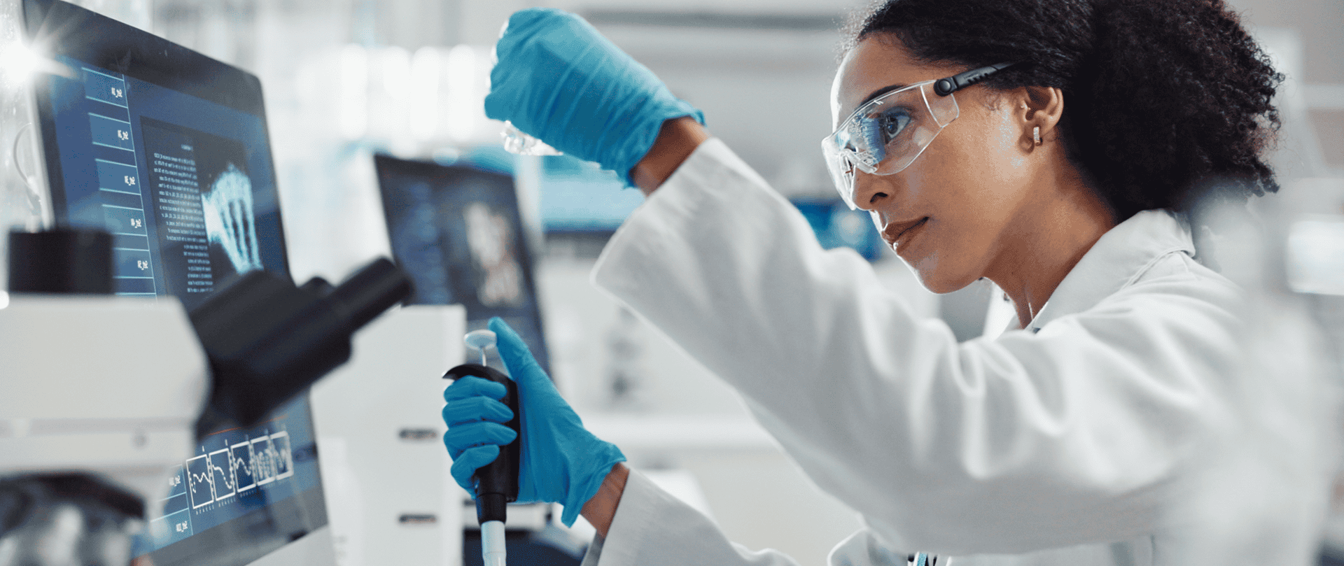 Pharmaceutical research professional working in a laboratory